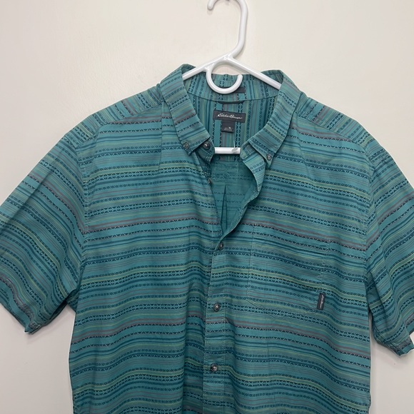 Eddie Bauer Men Classic Fit Aztec Pattern Print Button Down Shirt - Picture 9 of 13